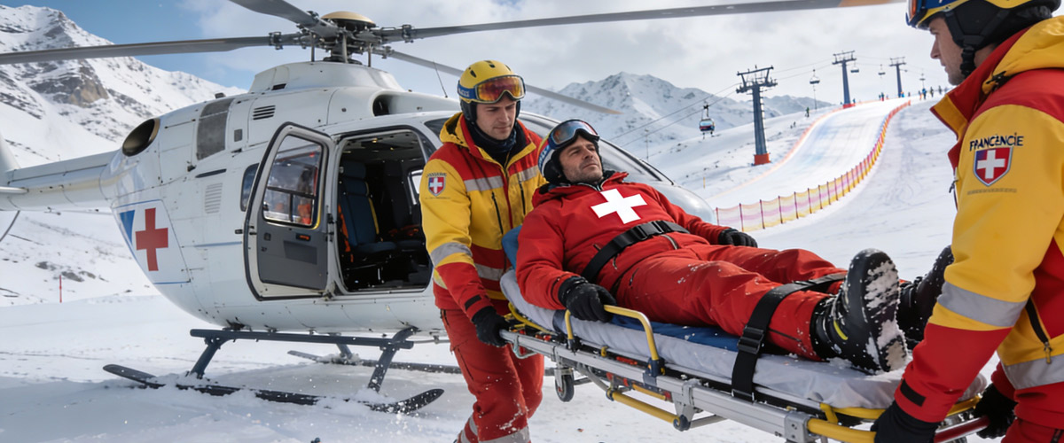 Helikopter transportiert Verletzten ab