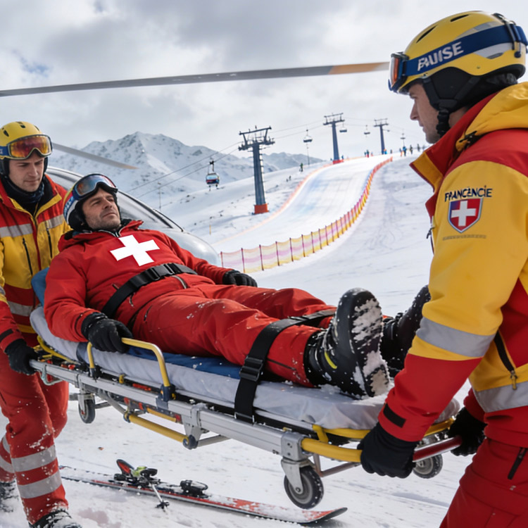 Helikopter transportiert Verletzten ab